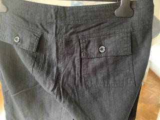 Pantalón mujer lino negro pirata