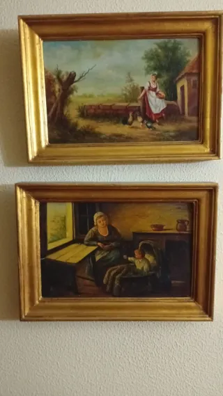 Pareja de cuadros al óleo