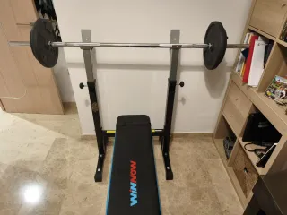 Banco de pesas y kit musculación