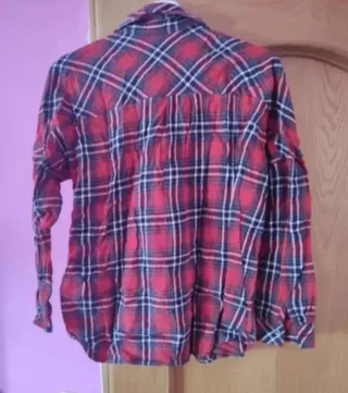 Camisa de cuadros roja y azul
