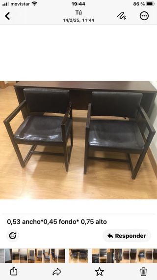 Sillas de confidente de polipiel y madera