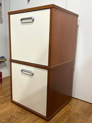 Archivador Ikea 2 cajones madera y blanco