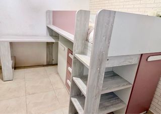 Conjunto infantil Cama Alta + Escritorio + Armario