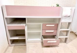 Conjunto infantil Cama Alta + Escritorio + Armario