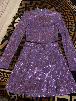 Conjunto brillo falda XS y top S