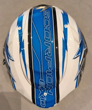 Casco Scorpion EXO Azul y Blanco Talla M / 58