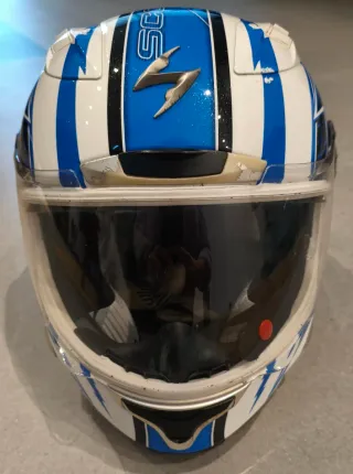 Casco Scorpion EXO Azul y Blanco Talla M / 58