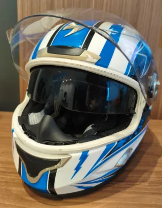 Casco Scorpion EXO Azul y Blanco Talla M / 58