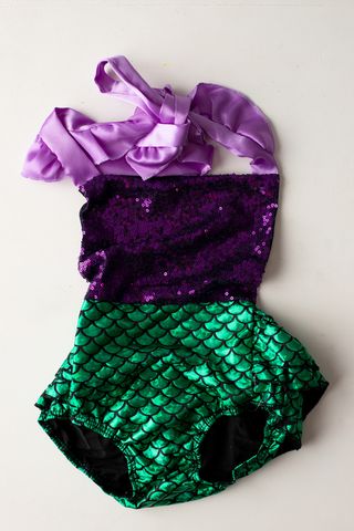 Pelele Sirena Niña Lentejuelas Morado y Verde