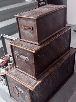 Tres baúles vintage de madera