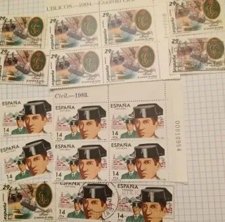 Lote 39 Hojas+98 sellos temas Frutos-cine-setas-GC