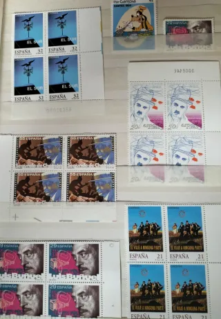 Lote 39 Hojas+98 sellos temas Frutos-cine-setas-GC