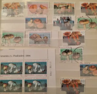 Lote 39 Hojas+98 sellos temas Frutos-cine-setas-GC