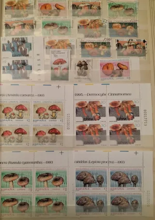Lote 39 Hojas+98 sellos temas Frutos-cine-setas-GC