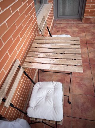 Mesa y Sillas Terraza Madera y Metal