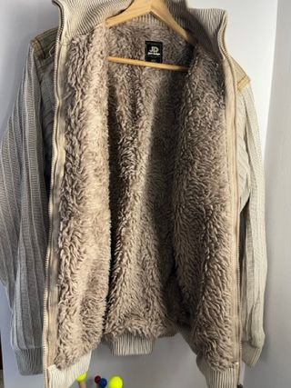 Giacca uomo maglia e eco pelliccia beige