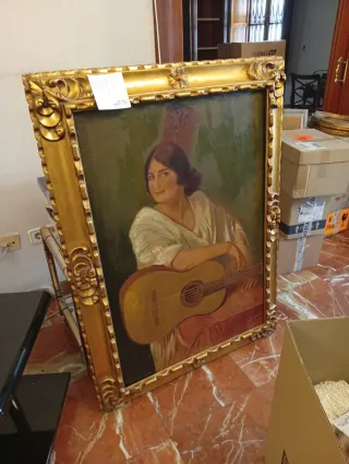 Óleo Gitana con Guitarra