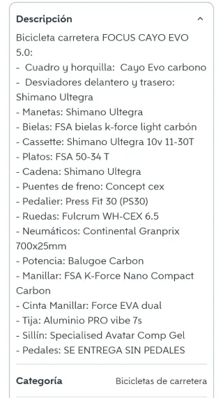 Bicicleta Carretera FOCUS Cayo Evo Talla L