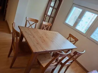 Mesa comedor extensible 1,50 a 1,80cm + 6 sillas