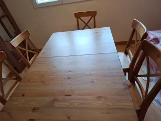 Mesa comedor extensible 1,50 a 1,80cm + 6 sillas