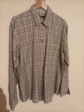 Camisa de caballero cuadros verde y morado