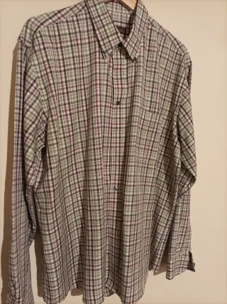Camisa de caballero cuadros verde y morado