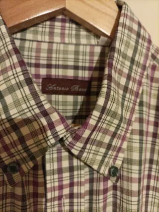 Camisa de caballero cuadros verde y morado