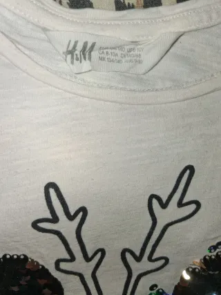 Maglietta H&M renna paillettes 9/10 anni