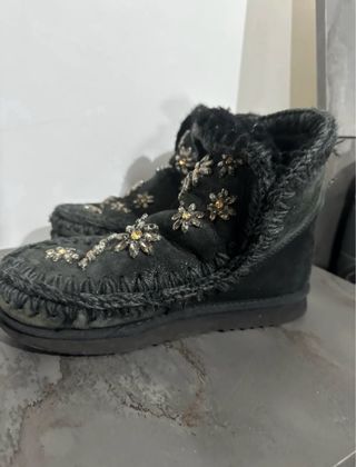 Mou Scarpe Stivali N.40 Floreali Neri Oro