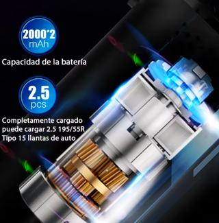 Compresor inalámbrico portátil coche 2 boquillas