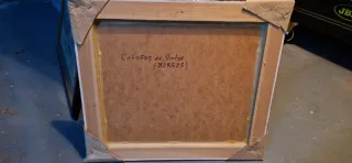 Acuarela paisaje rural marco dorado