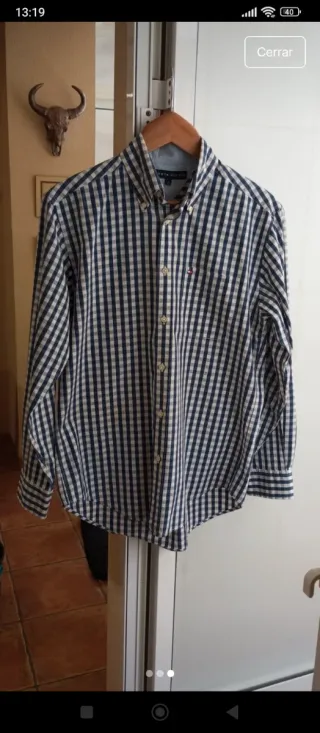 Camisa Tommy Hilfiger cuadros azul y blanco