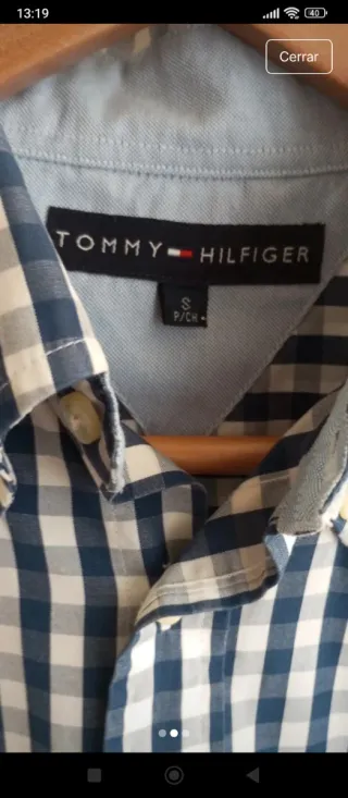 Camisa Tommy Hilfiger cuadros azul y blanco