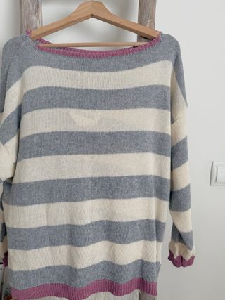 Jersey rayas gris y blanco talla única