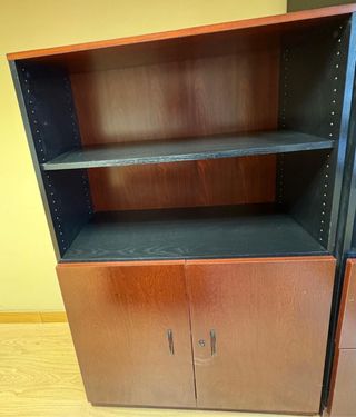 Mueble de oficina madera marrón y negro