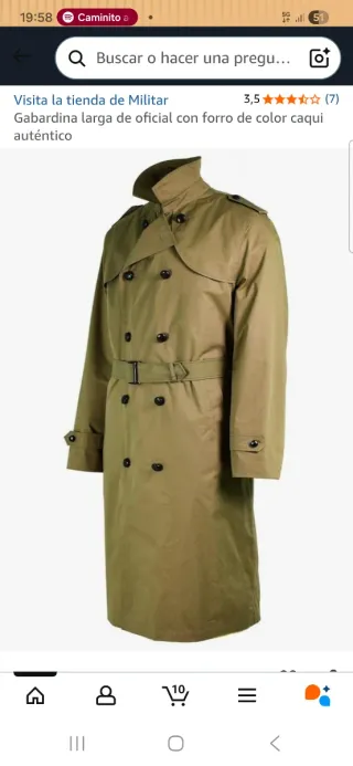 Gabardina corte militar verde oliva