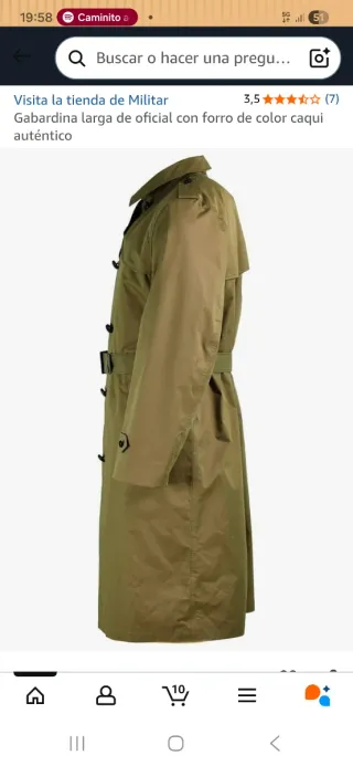 Gabardina corte militar verde oliva