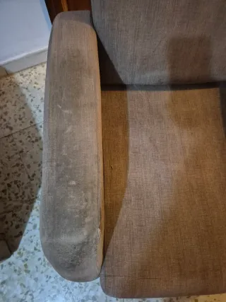 Sillón relax tela beige/marrón