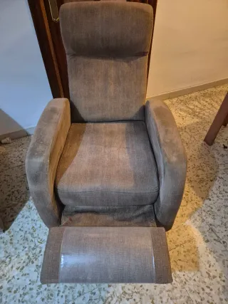 Sillón relax tela beige/marrón