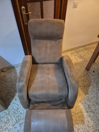 Sillón relax tela beige/marrón