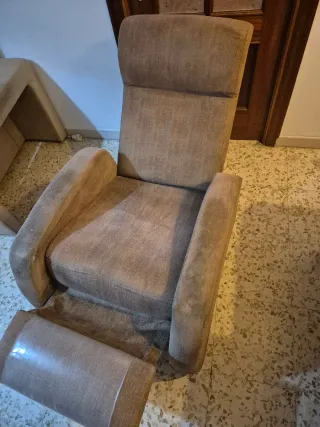 Sillón relax tela beige/marrón