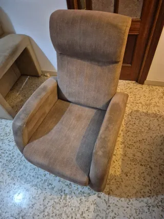 Sillón relax tela beige/marrón