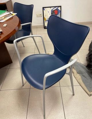 Sillas de oficina azul y plateado - Pack de 4
