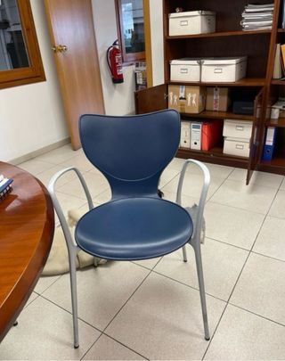 Sillas de oficina azul y plateado - Pack de 4