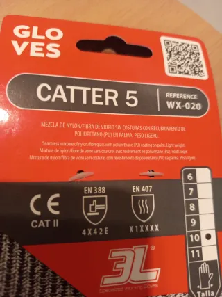 Guantes NUEVOS de trabajo 3L CATTER 5 talla 9