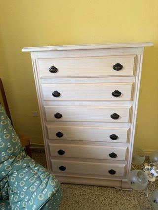 Cómoda de madera maciza 6 cajones