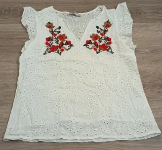 Blusa sin mangas bordada mujer- Talla S