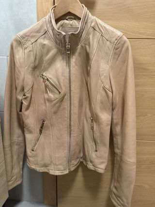 Cazadora Piel Beige Talla L