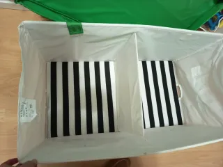 Baúl Juguetes Ikea Tela Verde/Blanco