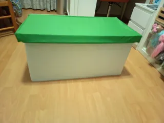 Baúl Juguetes Ikea Tela Verde/Blanco